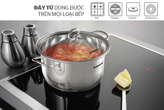 Bộ 3 nồi inox 5 đáy Sunhouse SHG788 - hình 4